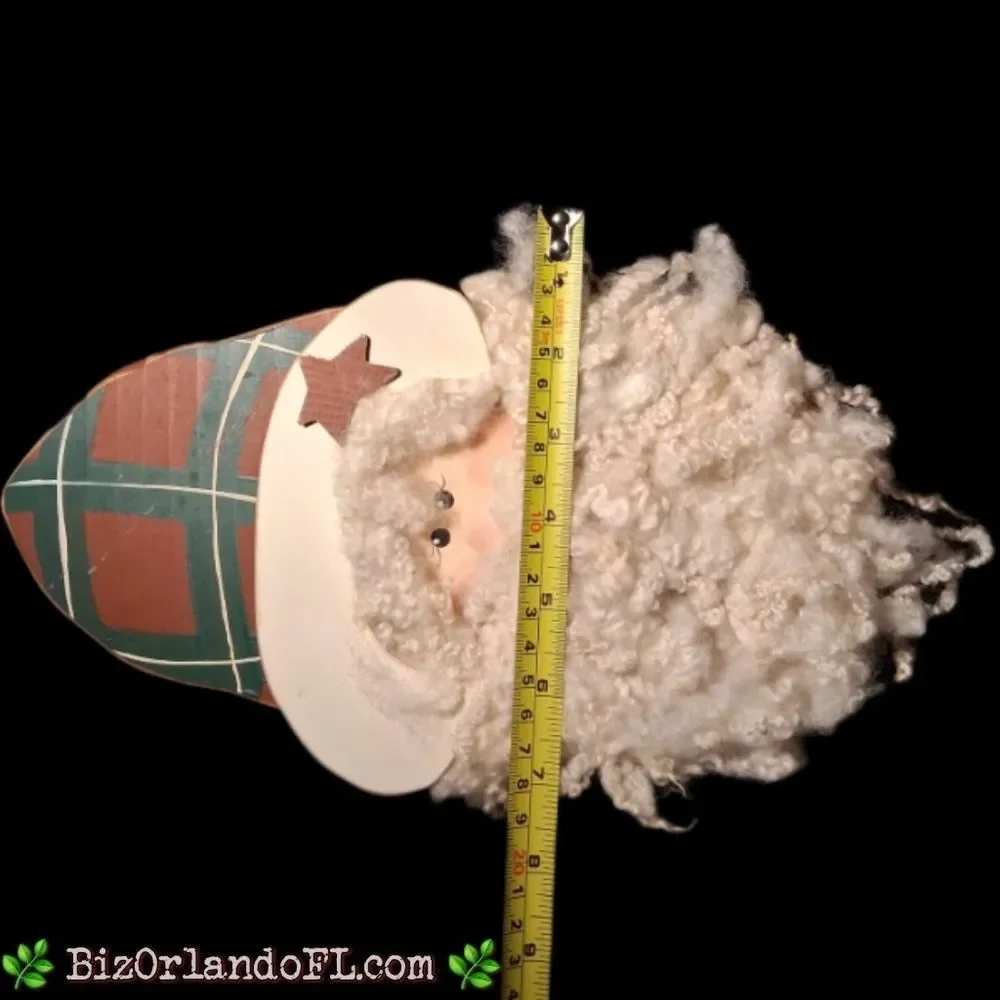 VINTAGE: Handcrafted Handpainted Wooden Santa Claus Mixed Media Wall Decor RARE